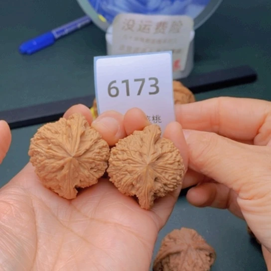 把件文玩核桃38.5凹底南疆石6173