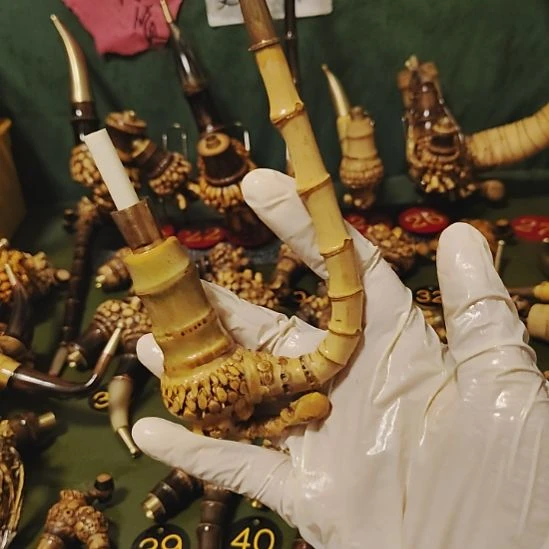 你***哥贵州特色竹根烟斗工艺品手把件