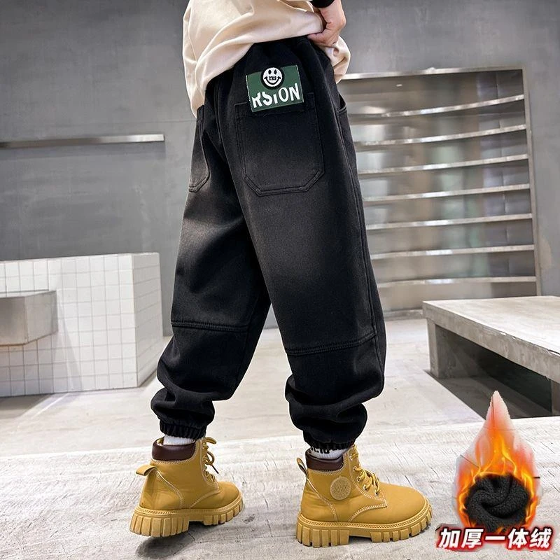 YeeHoO英氏【断码】男童牛仔裤春秋款加绒加厚裤子冬季童装一体绒