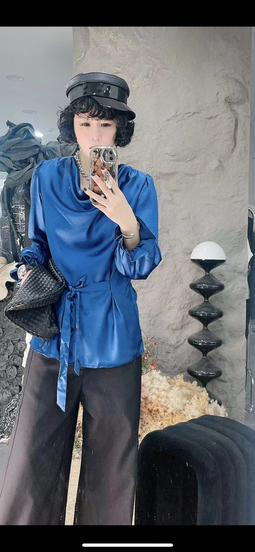 192-落肩袖宽松型女百搭纯色意式衬衫上衣女装民族服休闲