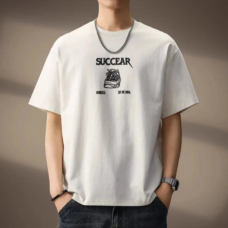 法国Cebrodz纯棉高端凉感立体涂鸦T恤男士2025夏季新款短袖体恤