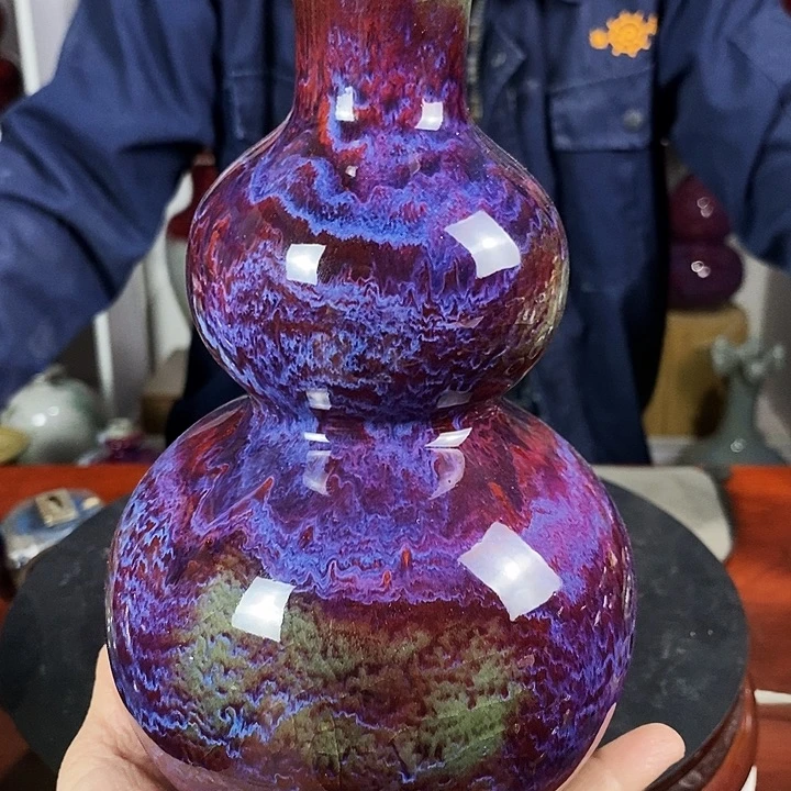 瓷片尚峰钧窑作品葫芦瓶
