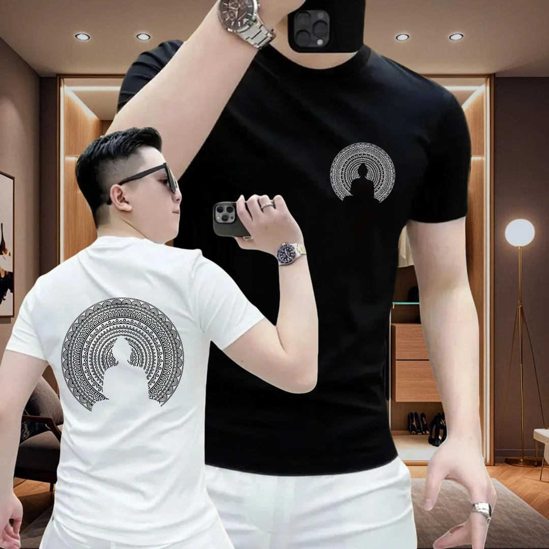 2025夏季潮款个性短袖t恤男士时尚半袖修身个性男女上衣百搭体恤