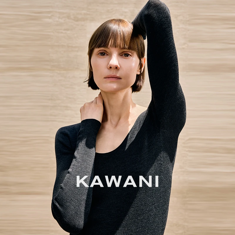 KAWANI&Biella Yarn160s可水洗黄金羊毛18针岛精无缝U领秋冬新款