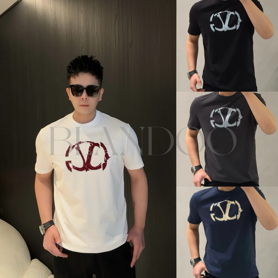 BLANDOO  “25春夏新款”  时尚百搭烫钻立体小标短袖T恤25D2059