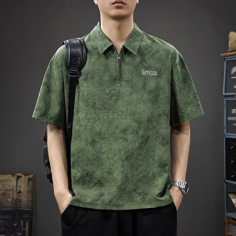 Cebrodz2025新款美式短袖冰丝polo衫男款夏季薄款宽松速干凉感T恤