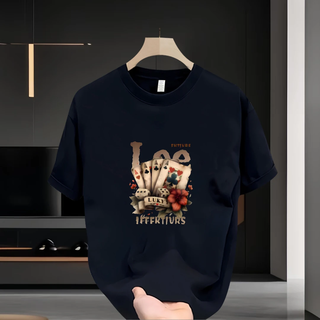 男生穿搭衣服夏季短袖T恤纯棉宽松时尚休闲印花圆领上衣潮款2025