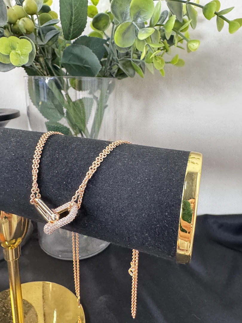 合金项链 U型马蹄扣项链渡18K高奢项链锁骨链