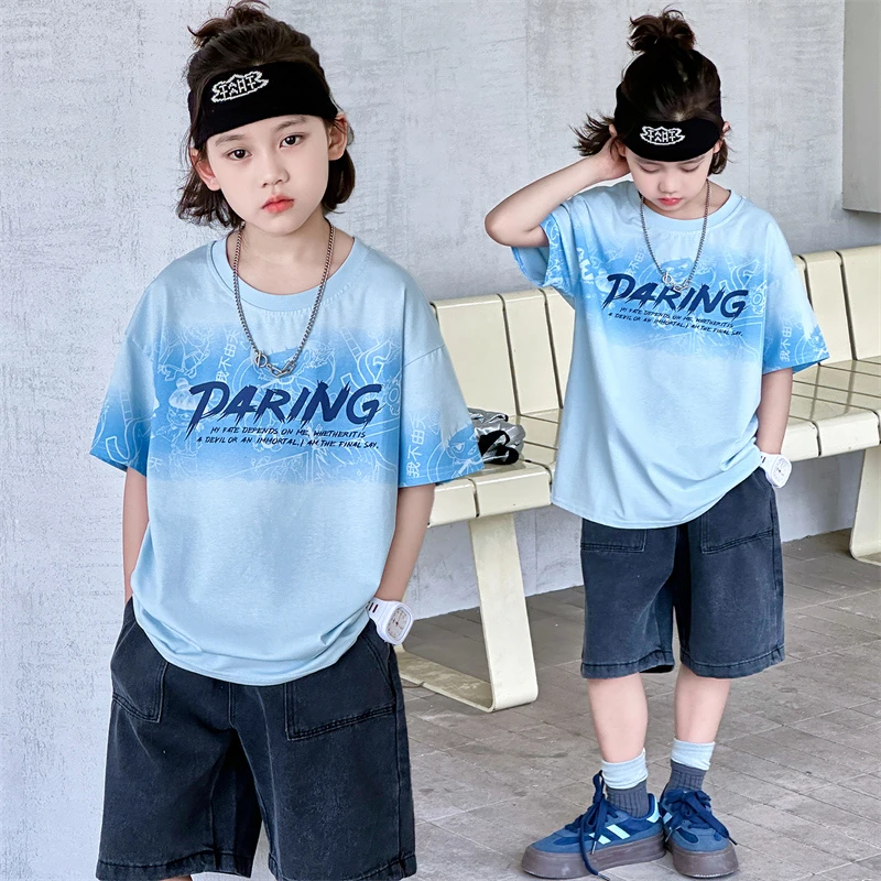 男童夏装新款短袖套装2025帅气儿童夏季中大童运动男孩童装 9023