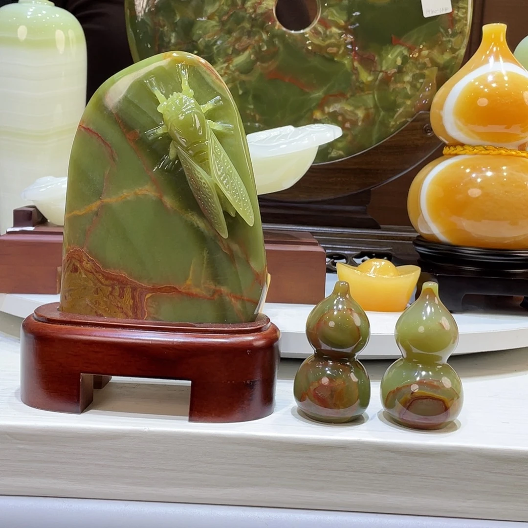 孤***丰玉葫芦精品天然玉石摆件一鸣惊人