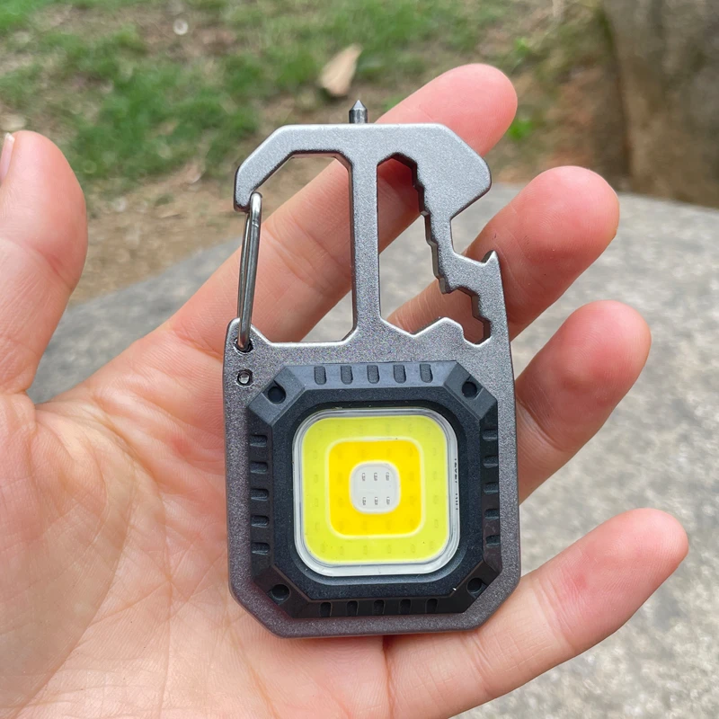 强光手电筒钥匙扣便携可充电工作多功能迷你随身灯照明白光红光黄