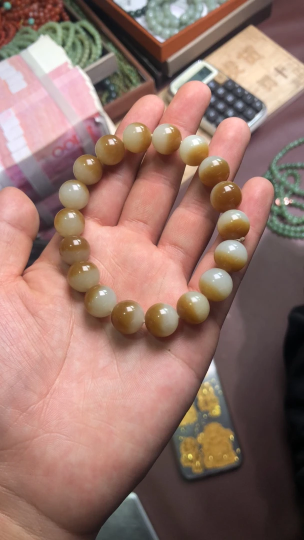 和田玉手串 14 9027
