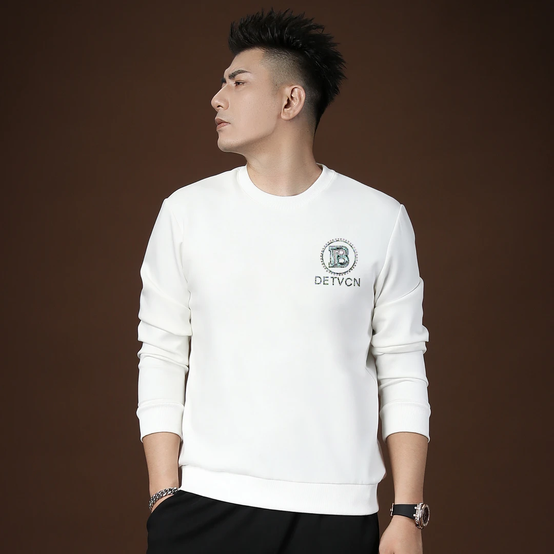 NDSL轻奢欧洲站圆领卫衣秋冬季新款字母烫钻衣服潮牌男上衣打底衫