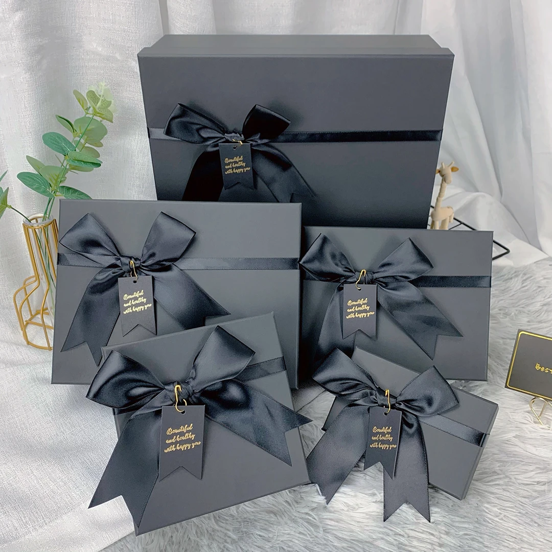 超大型黑色蝴蝶结天地盖伴手礼礼物盒高档黑色礼盒可做礼