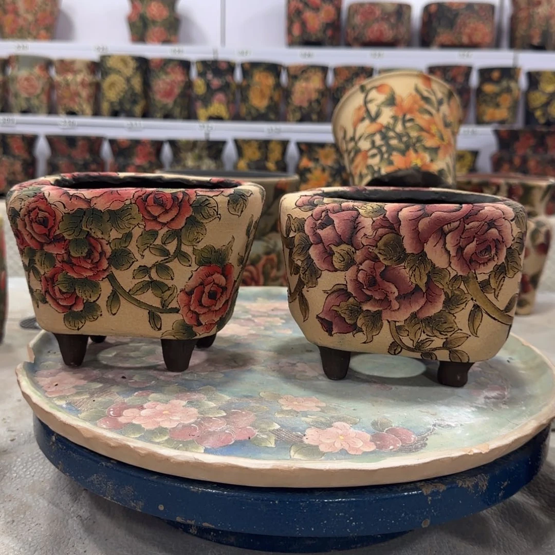 依***依精品多肉手绘花盆