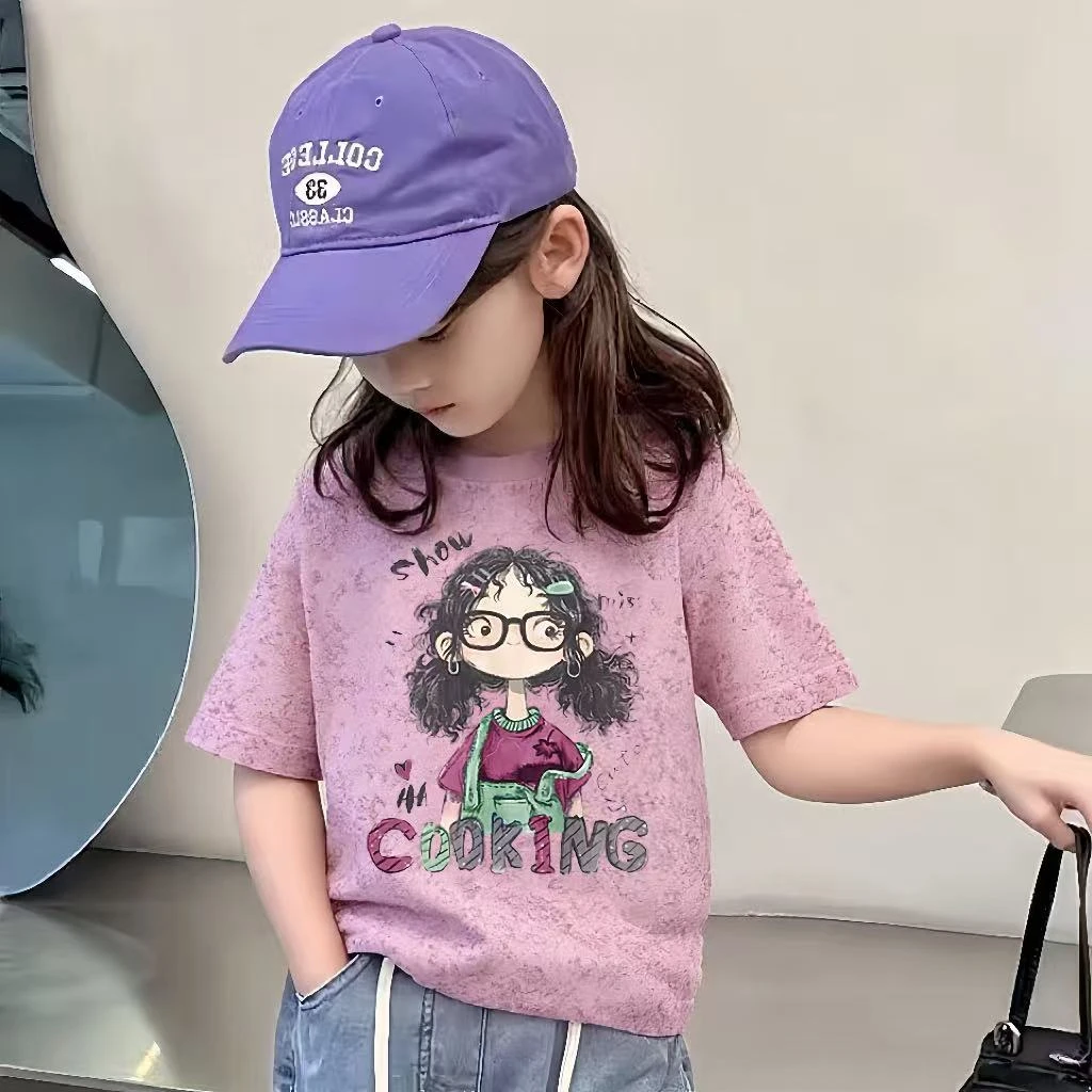 女童纯棉潮短袖2025新款T恤夏季儿童女孩夏装中大童女孩休闲上衣