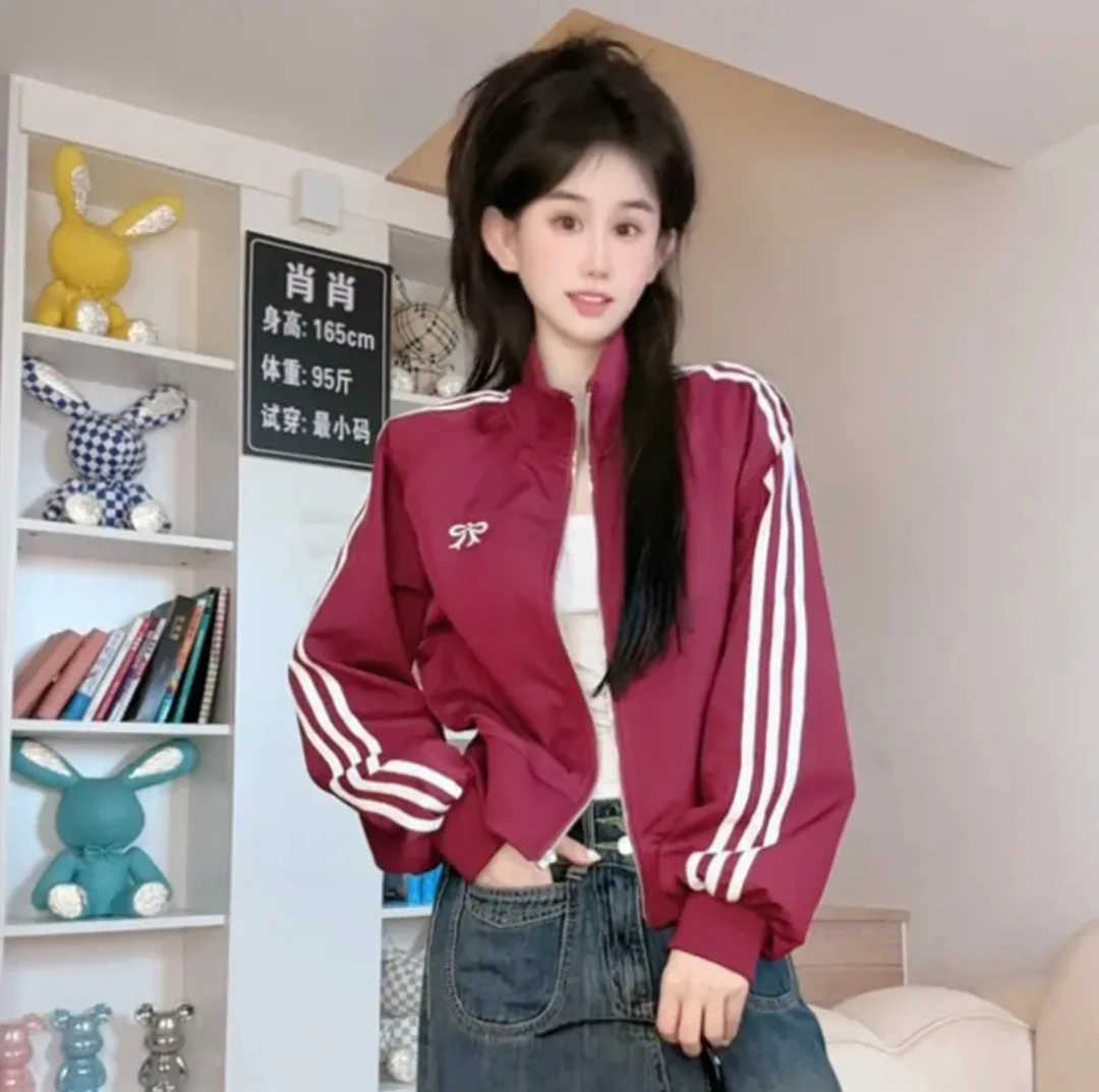 欧货设计感蝴蝶结立领外套女小众减龄气质双拉链短款休闲上衣
