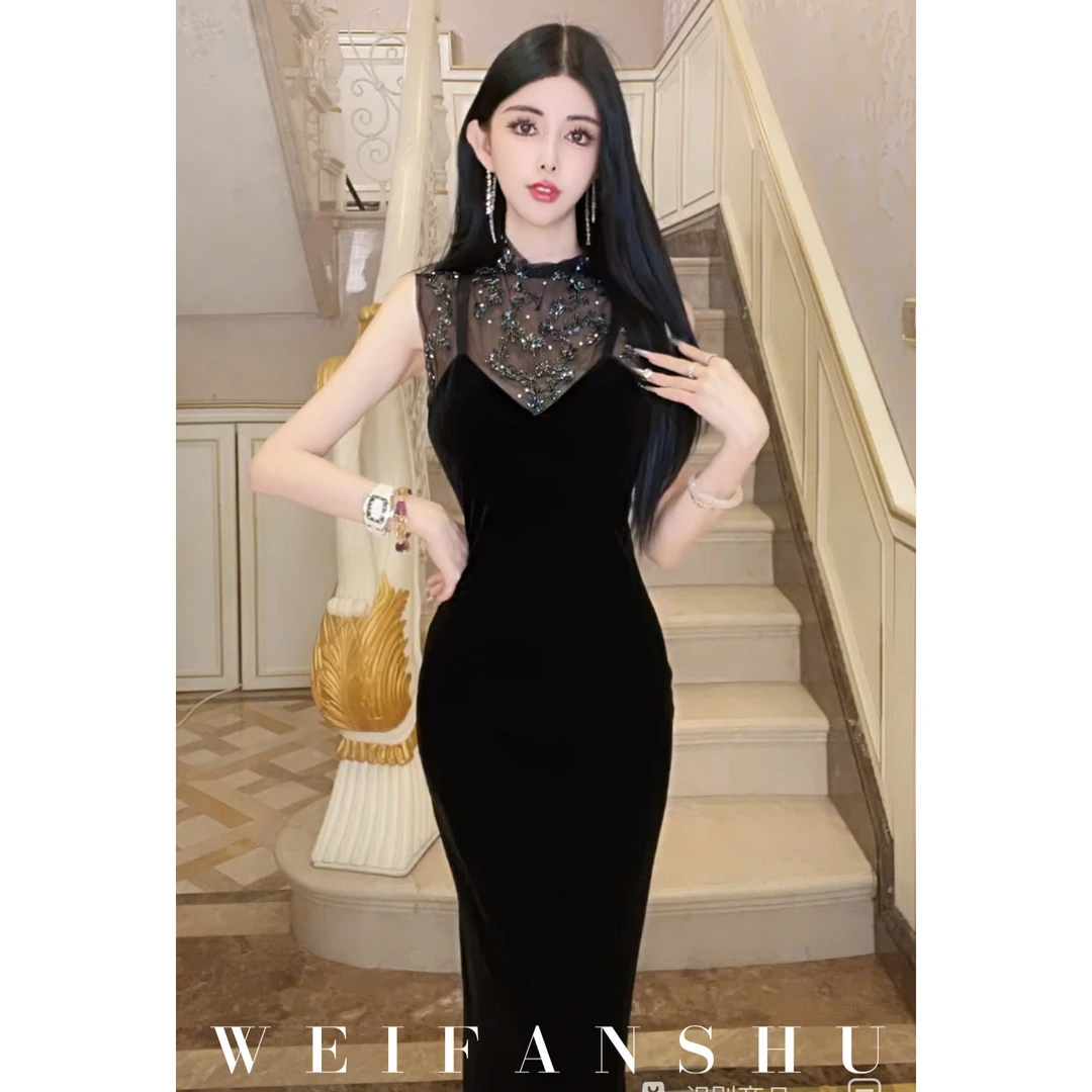 WEIFANSHU/魏凡舒【华丽独白】夏季新款设计感高级重工性感连衣裙