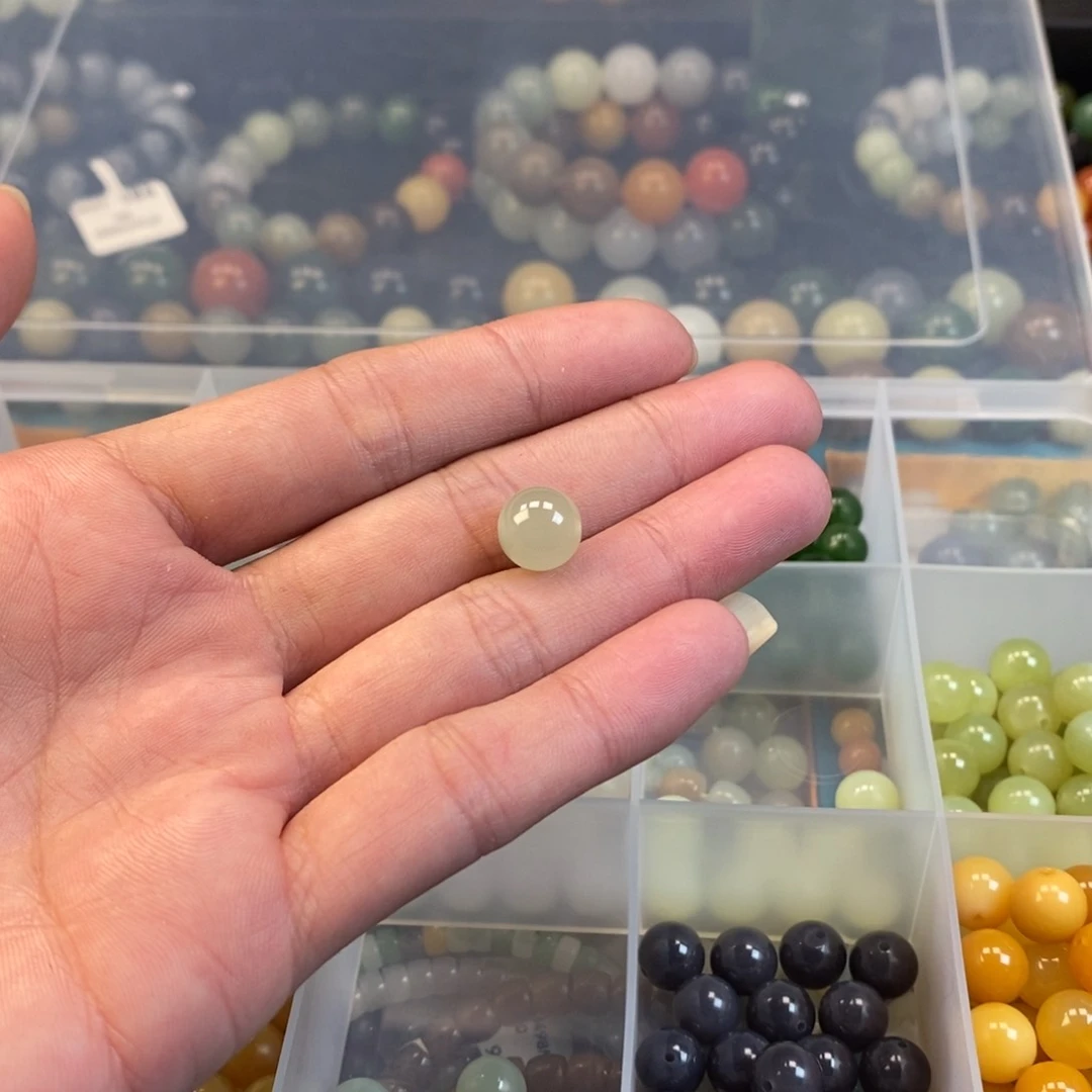 和田玉手串未镶嵌栖*卡10晴水单珠