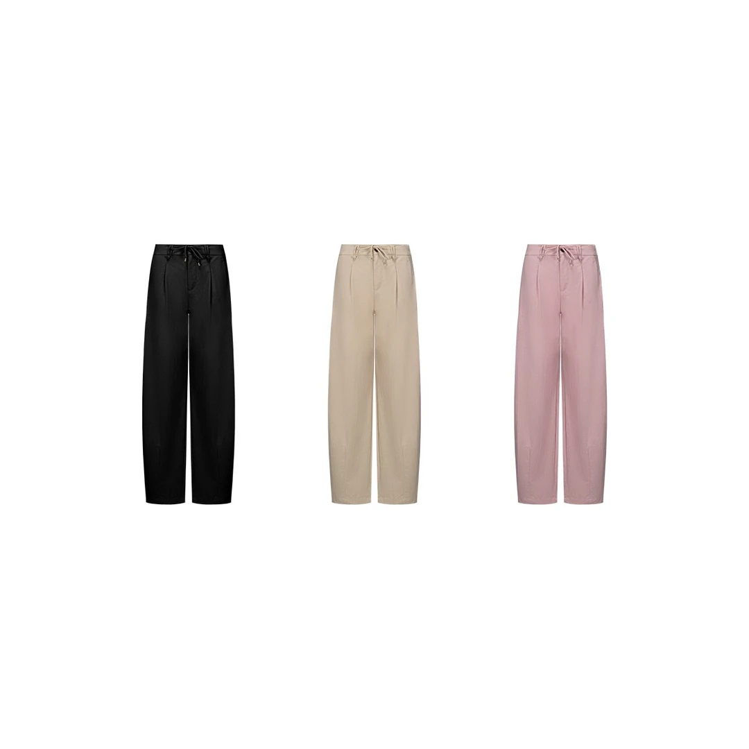 【盐缩砂洗亚麻玛瑙棉气球裤】日系松紧腰休闲裤窄版阔腿WT42UYA053