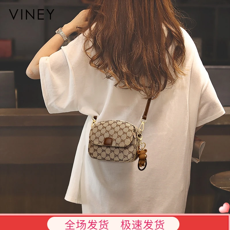 Viney包包女包上档次复古风时尚印花斜挎包生日礼物送女友送老婆