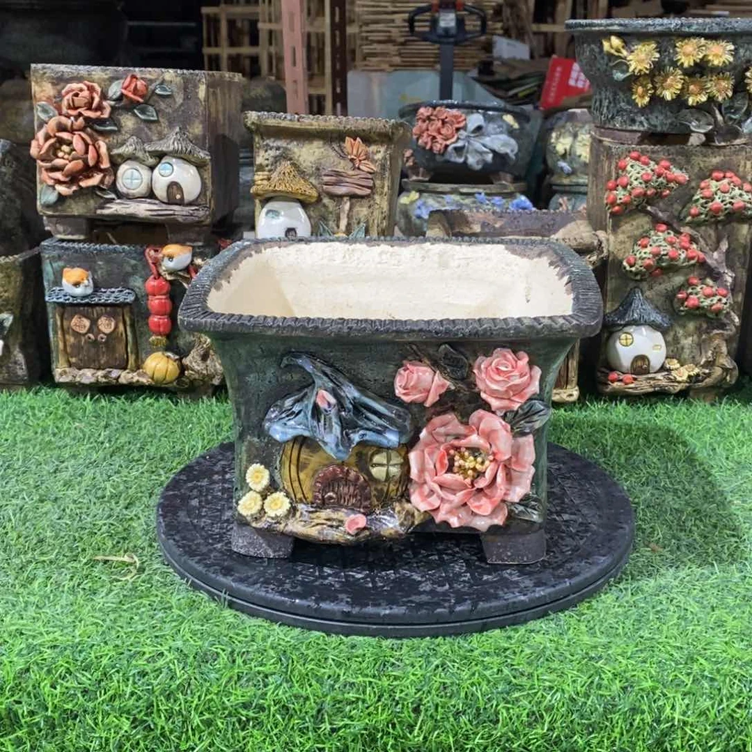 红陶青藤花器多肉花盆