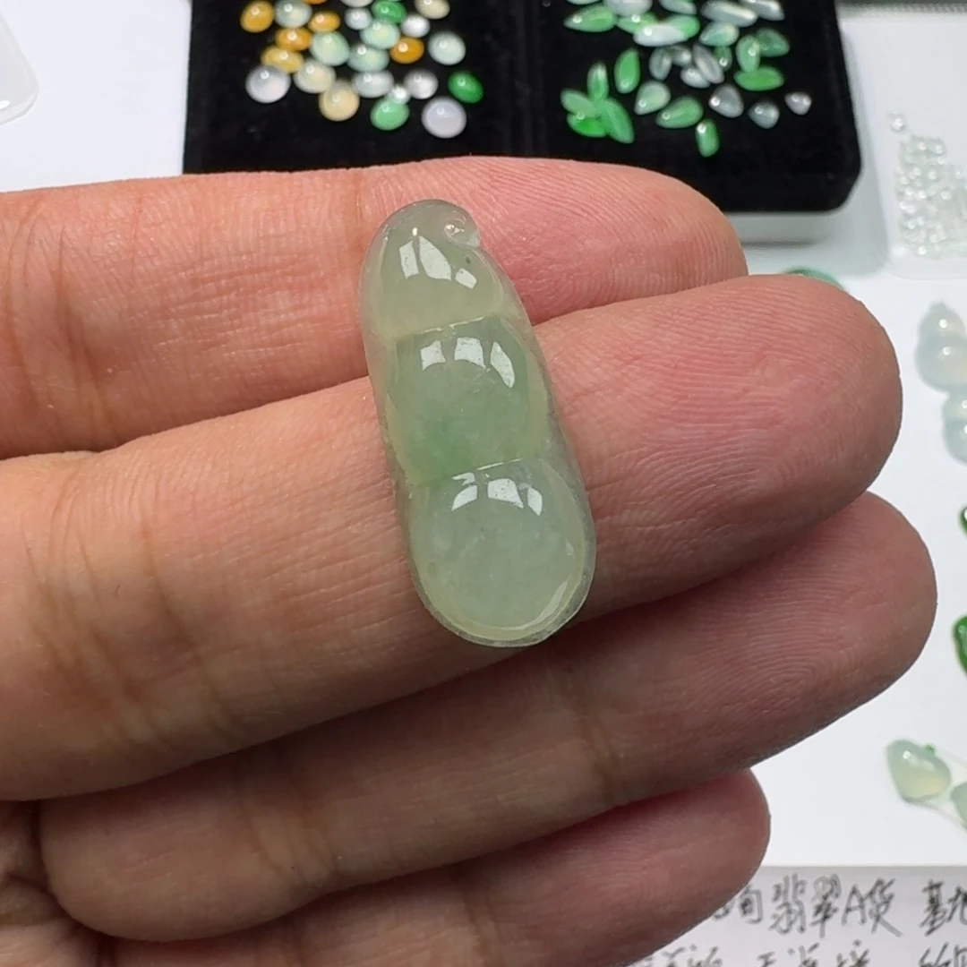 翡翠散珠天然缅甸翡翠A货2福豆