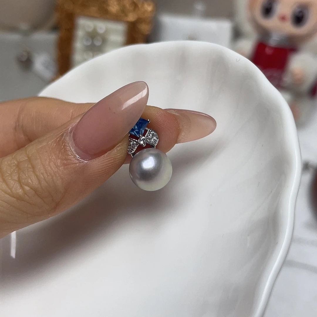 海水珍珠银S925镶嵌吊坠(不含链)