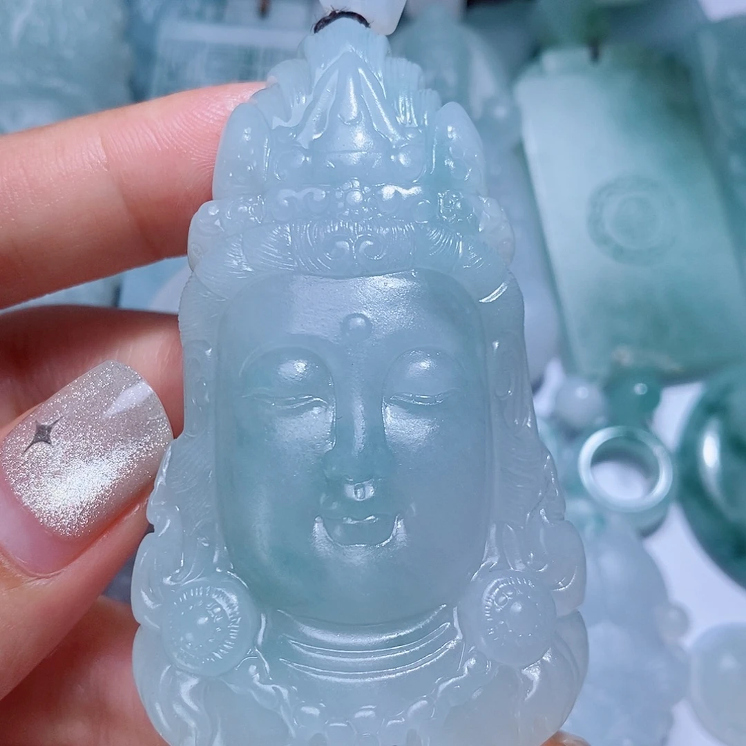 定制翡翠未镶嵌毛货付款后确认抛光
