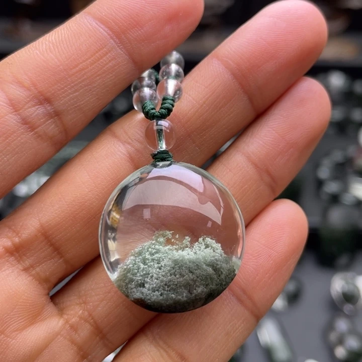 颈饰水晶未镶嵌绿幽灵圆牌定制