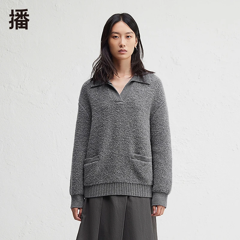 broadcast/播罗纹密织外翻领毛针织衫DDR4SD5222