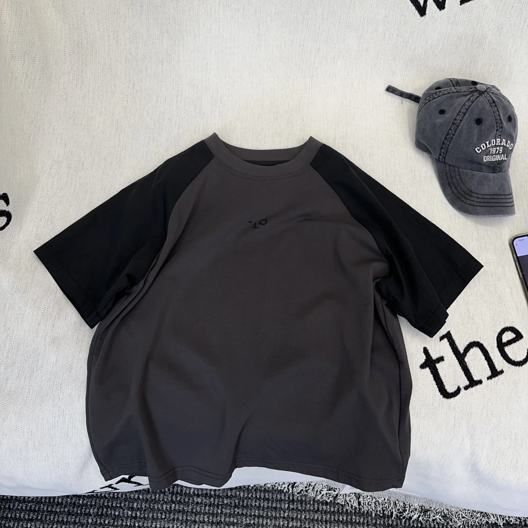 KM PERSONALITY 2025 新款 夏季男童短袖T恤 7603 灰黑