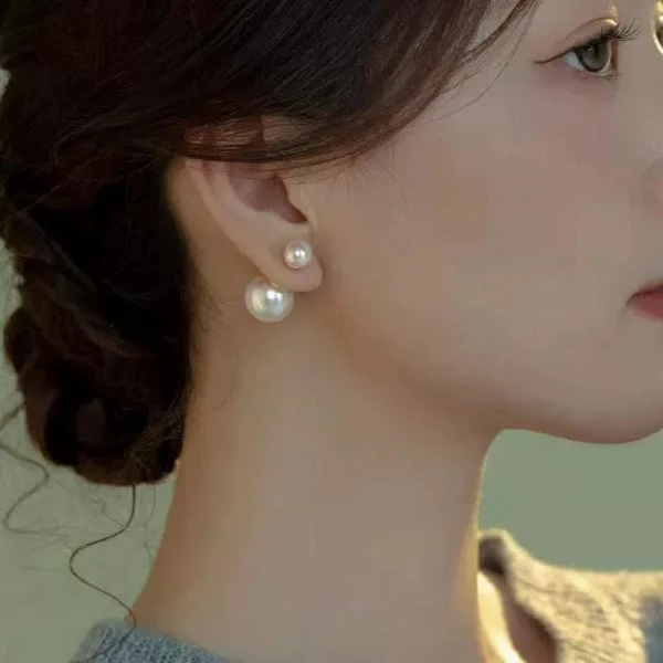 S925 银针 气质双珠耳钉 1012