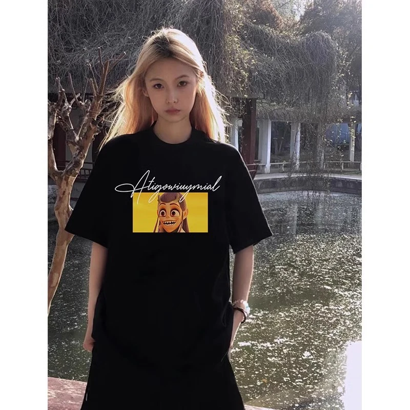 哪吒之魔童闹海正肩短袖t恤男款夏季恶搞抽象印花五分袖纯棉上衣