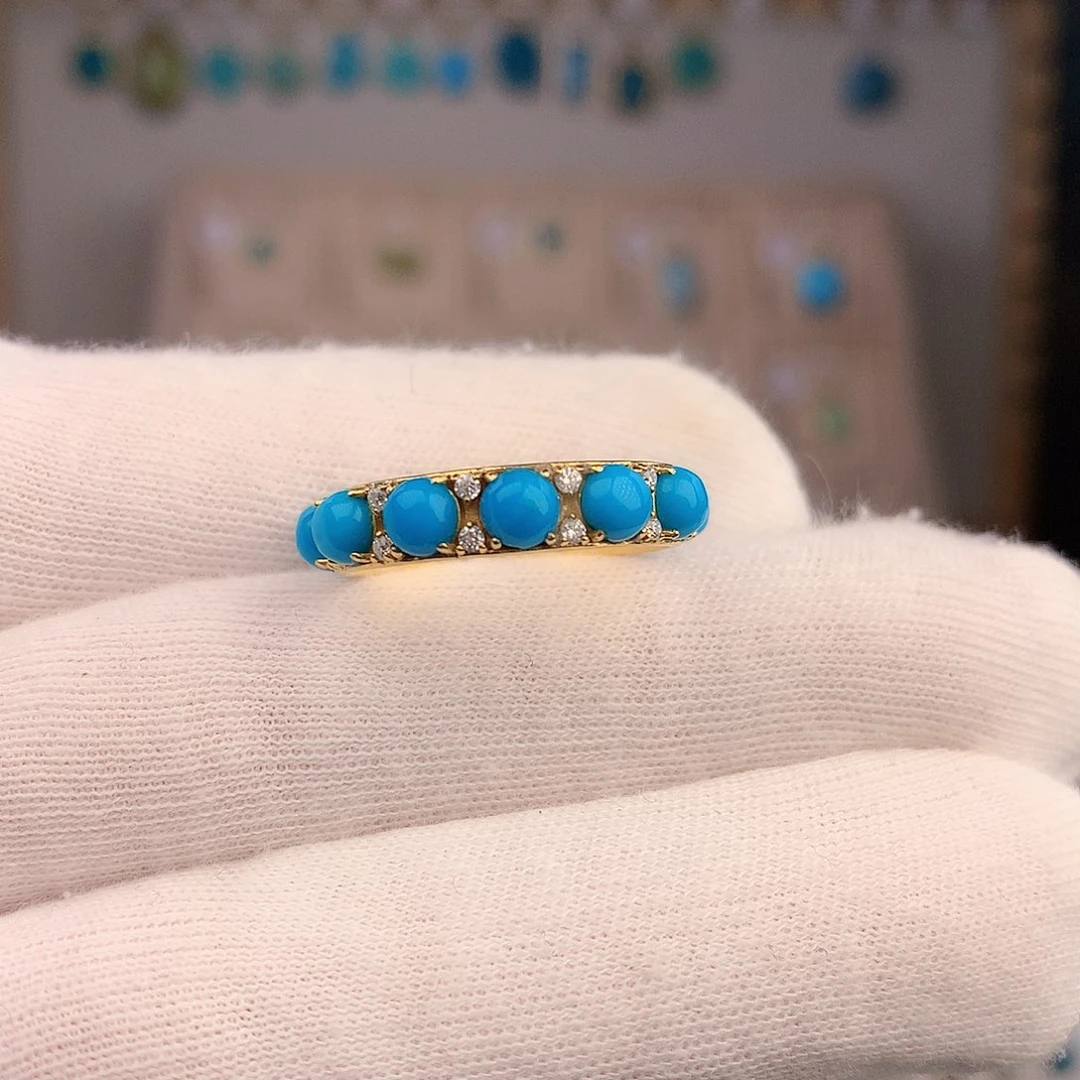 绿松石18K金镶嵌戒指