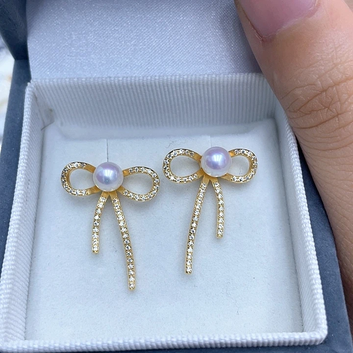 银S925镶嵌淡水珍珠耳饰