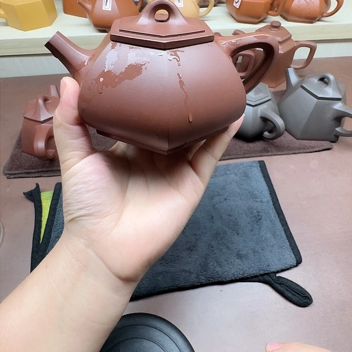 茶壶紫泥半手工六方石瓢300cc