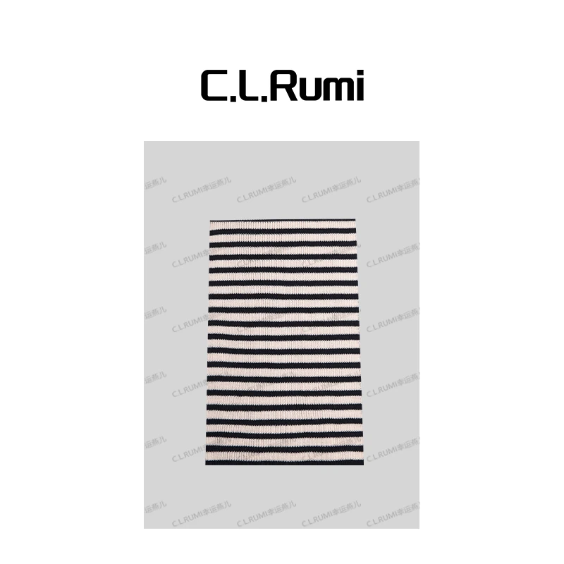 【rumi小店】“余温”简约时尚百搭条纹针织围巾7163pj