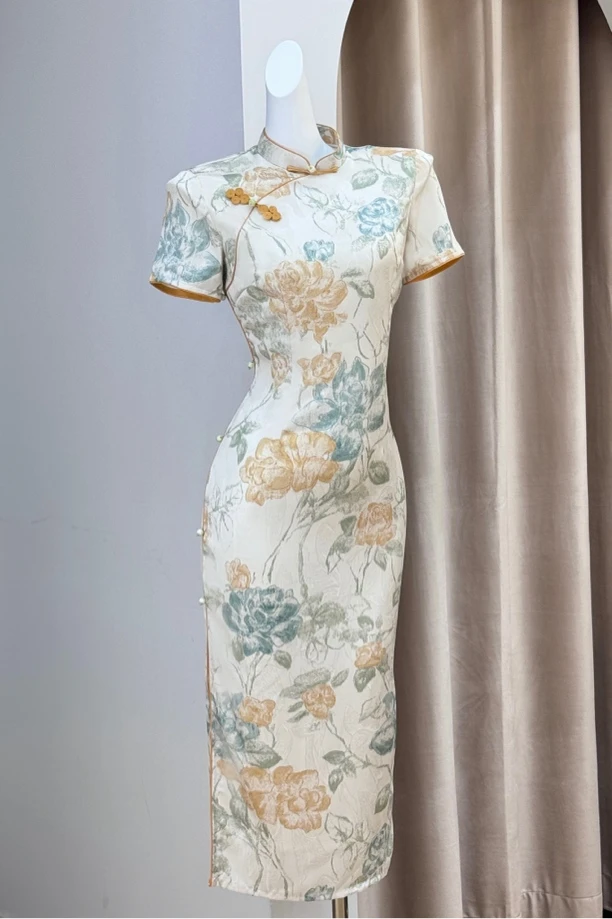 改良旗袍年轻款少女复古民国风高端古风夏季透气短袖连衣裙大学生