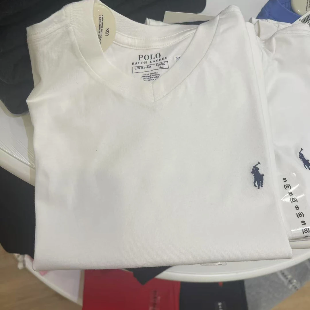 拉夫劳伦小马标v领短袖T恤16岁20岁（女士穿很漂亮）