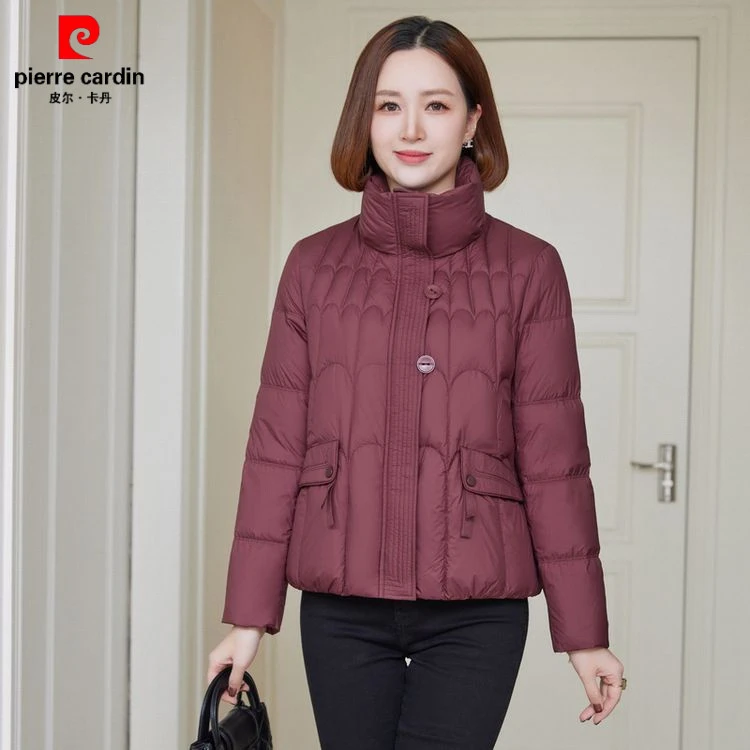 皮尔卡丹冬季新款羽绒服韩版时尚外套女女装短款加厚保暖90白鹅绒