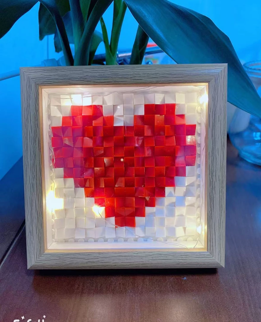 爱心积木相框拼装摆件情人节结婚礼物自由DIY送男女朋友生日礼物