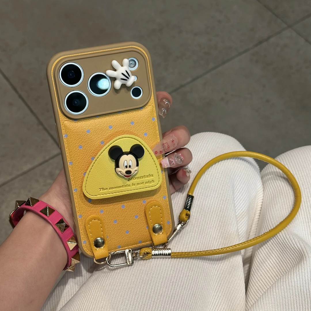 BANCA波点米奇支架挂绳适用苹果17/16手机壳小米15vivo华为oppo