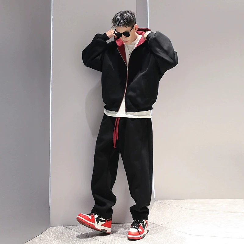 600克重重磅美式拉链连帽卫衣套装男2025春季新款宽松运动两件套