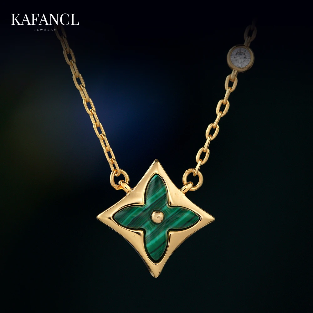 红楼  链子925银  镀K金 绿老花贝贝项链  ZF-B704