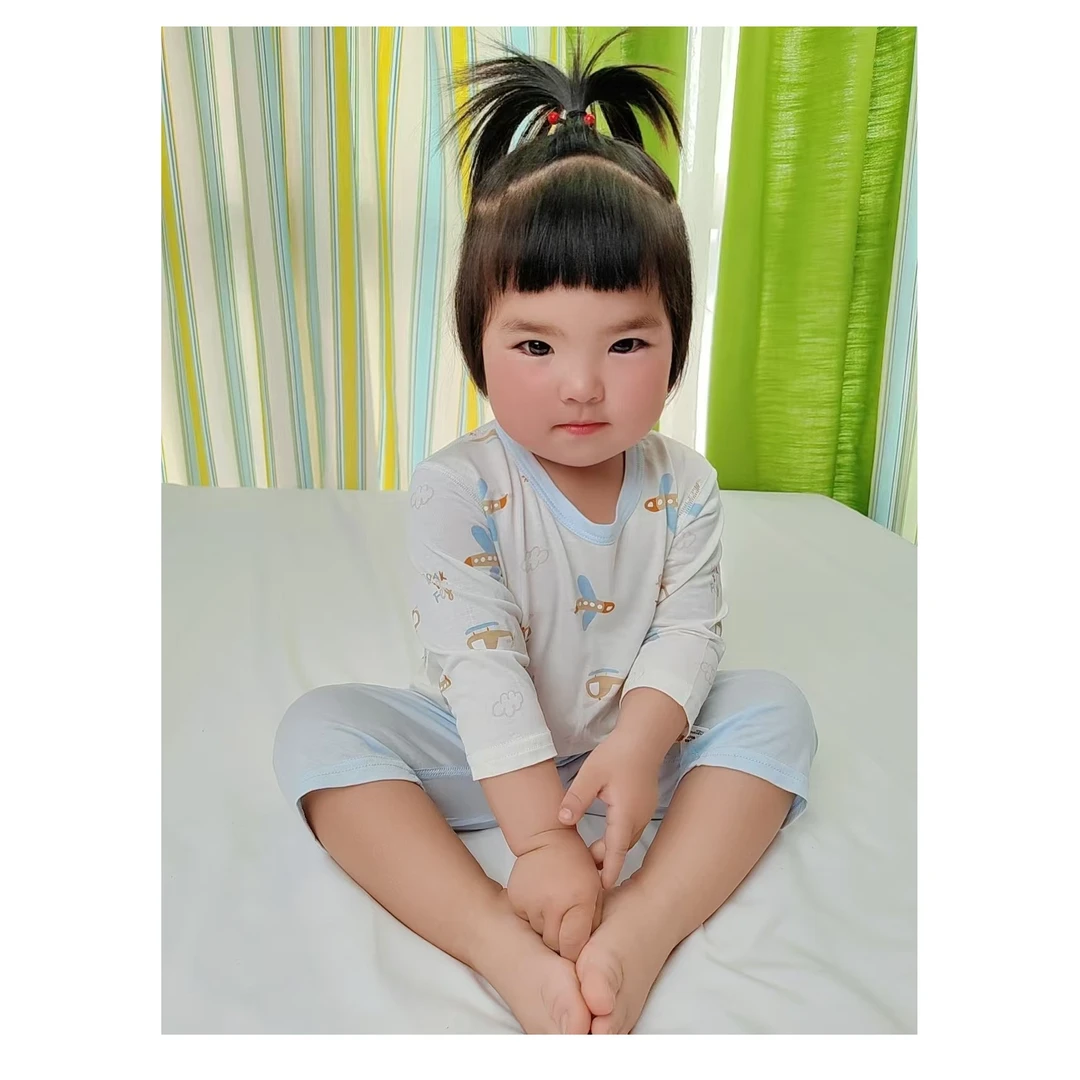 2025年儿童睡衣春秋夏季男童女童薄款七分空调儿童睡衣夏季薄款