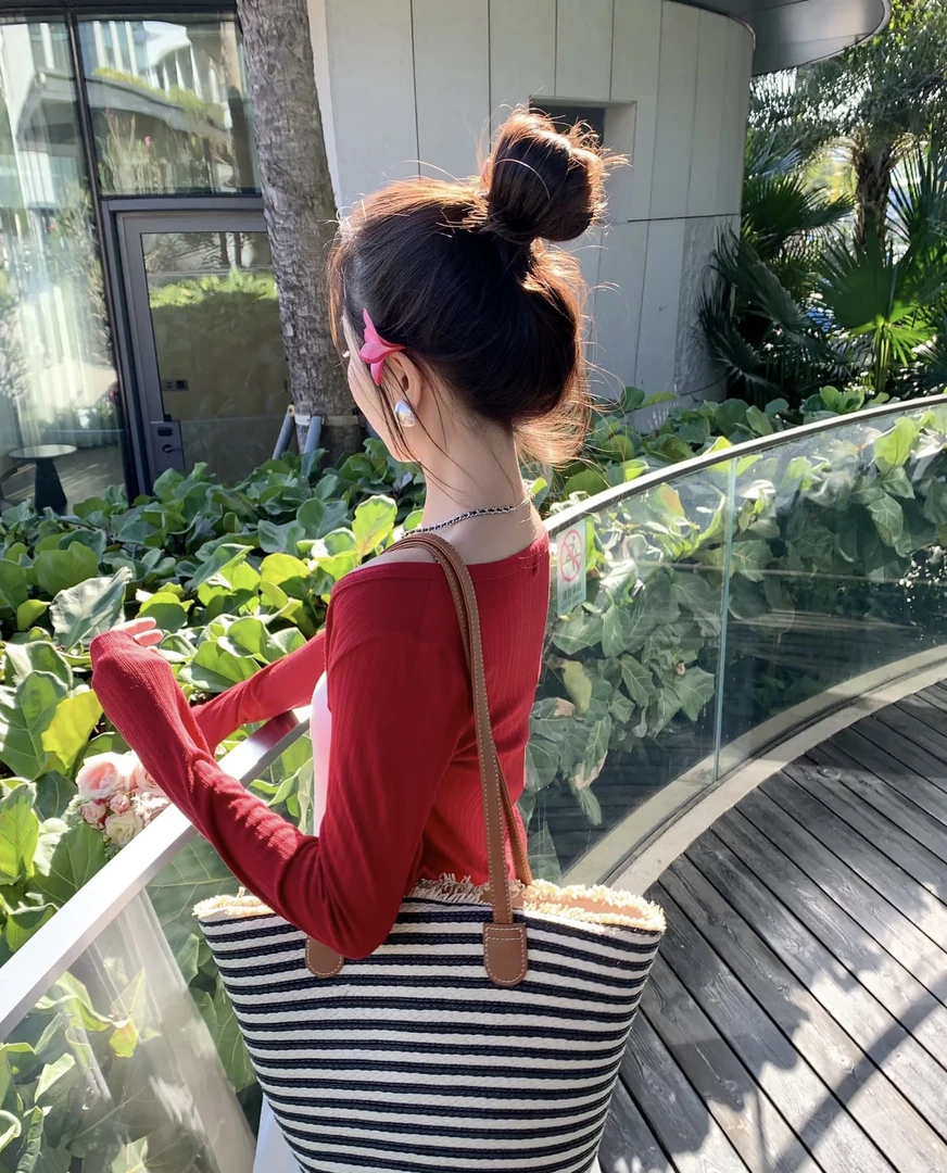 夏款简约时尚百搭红色开衫