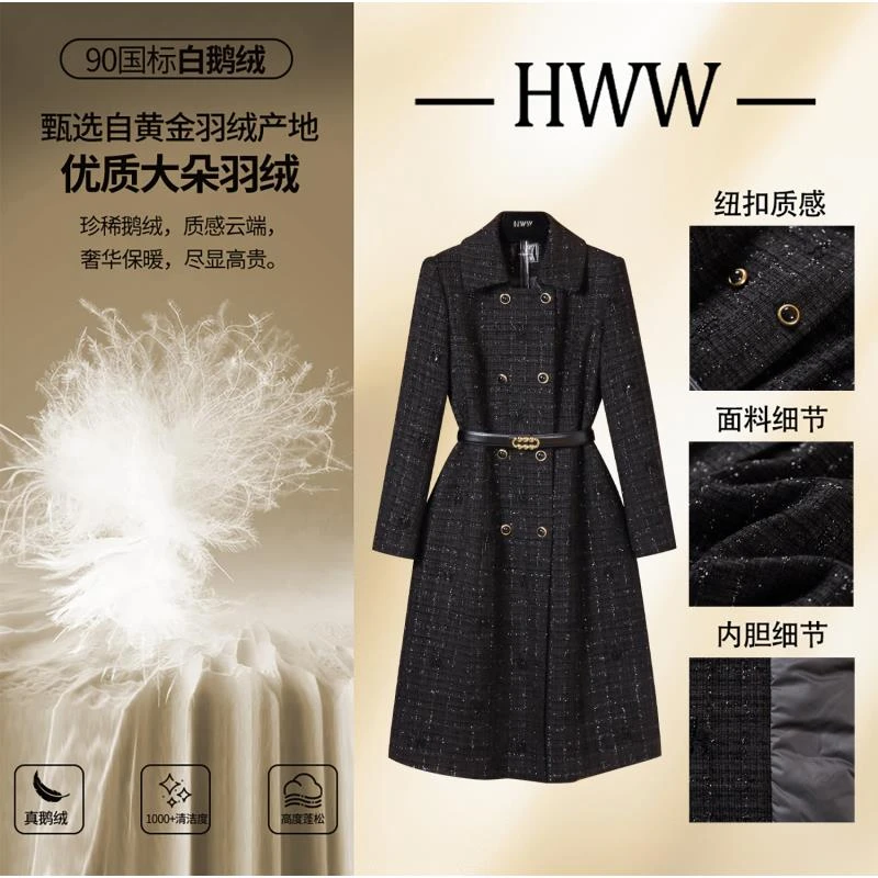 HWW(袖子已加绒)新款英伦气质设显瘦计师款鹅绒羽绒服DHZZR407290