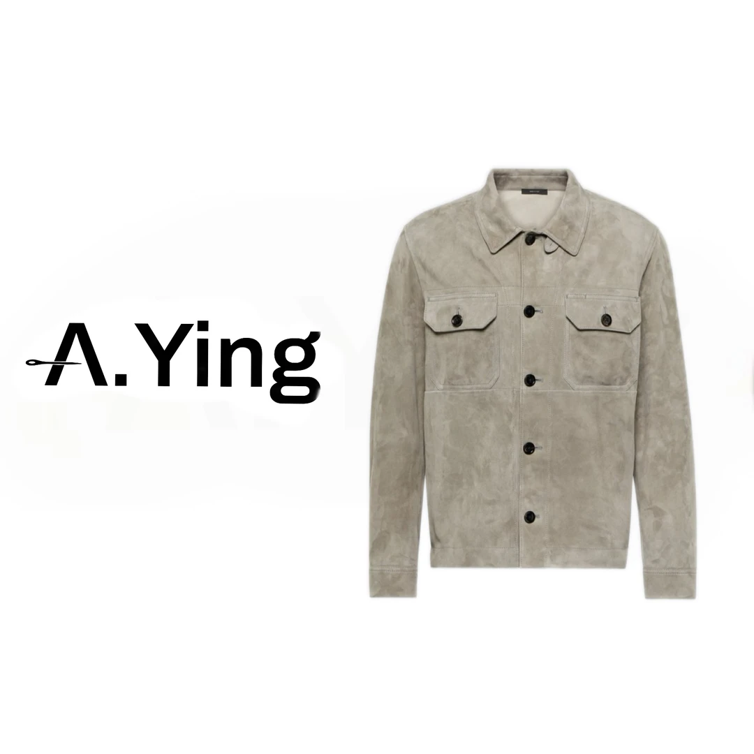 A.Ying【25FW 8637】T.f翻领几皮绒男士衬衫夹克外套