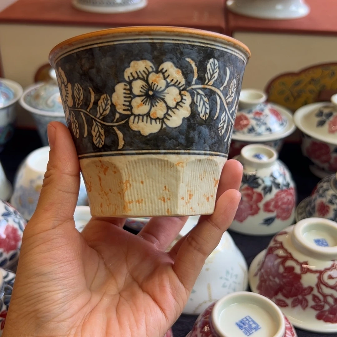 仿柴烧手绘咖啡杯